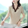 Short-sleeved T-shirt for women, 2024 new style polo shirt for middle-aged and elderly mothers in summer, sporty lapel top, stylish details Picture